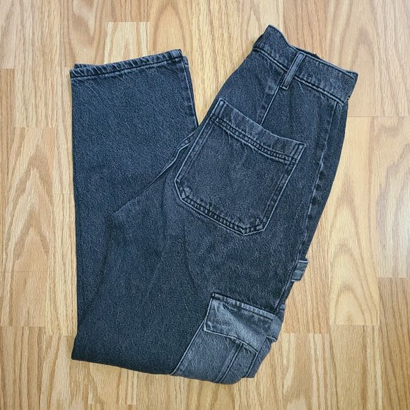 PacSun High Waisted Black Cargo Jeans - Picture 1 of 8